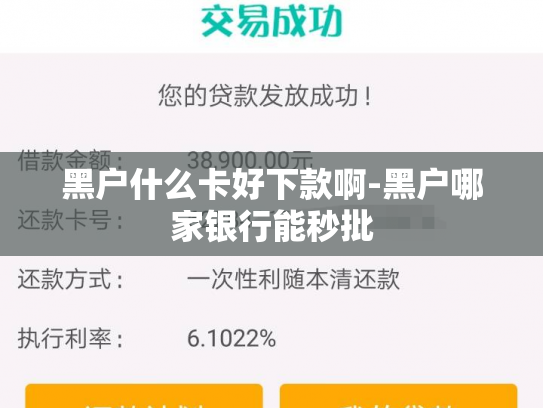 黑户什么卡好下款啊-黑户哪家银行能秒批