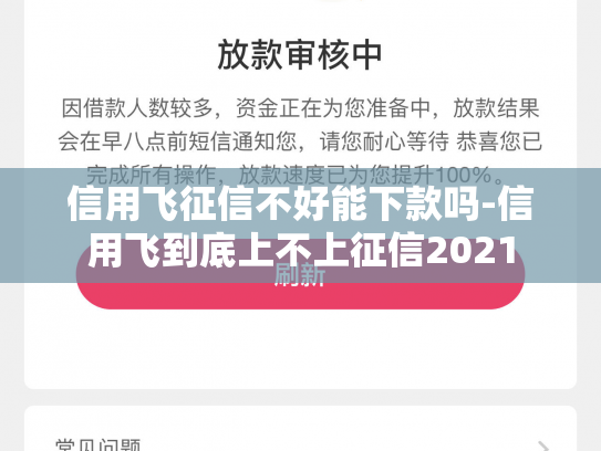 信用飞征信不好能下款吗-信用飞到底上不上征信2021