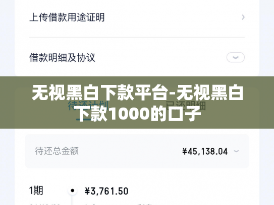 无视黑白下款平台-无视黑白下款1000的口子
