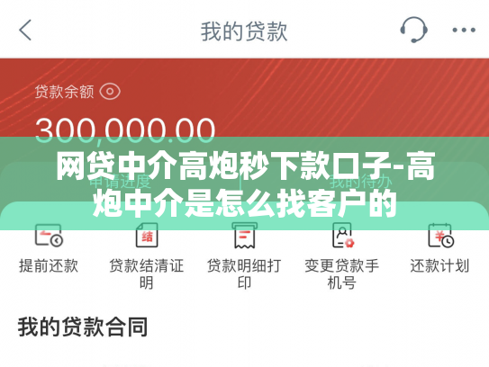 网贷中介高炮秒下款口子-高炮中介是怎么找客户的