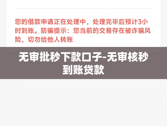 无审批秒下款口子-无审核秒到账贷款