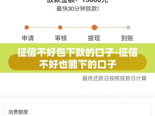 征信不好包下款的口子-征信不好也能下的口子