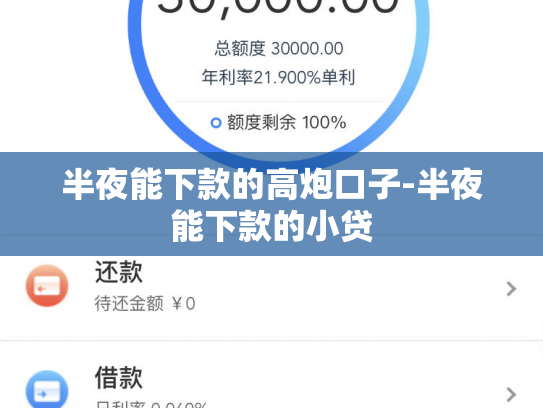 半夜能下款的高炮口子-半夜能下款的小贷