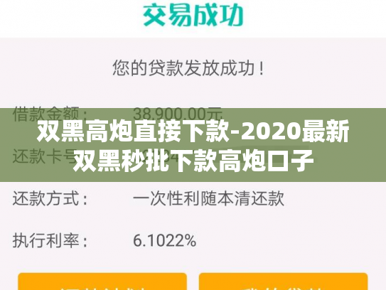 双黑高炮直接下款-2020最新双黑秒批下款高炮口子