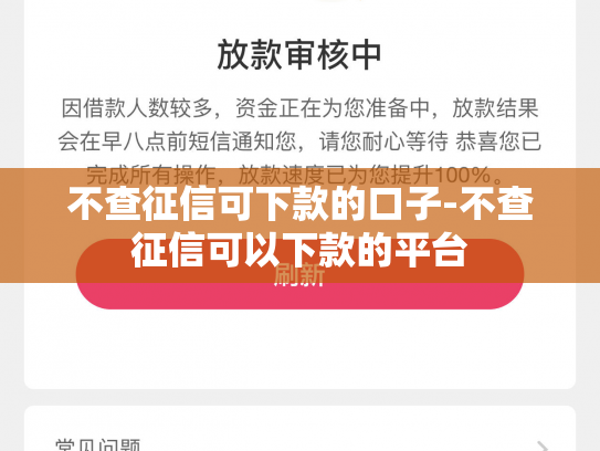 不查征信可下款的口子-不查征信可以下款的平台