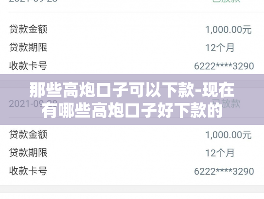 那些高炮口子可以下款-现在有哪些高炮口子好下款的