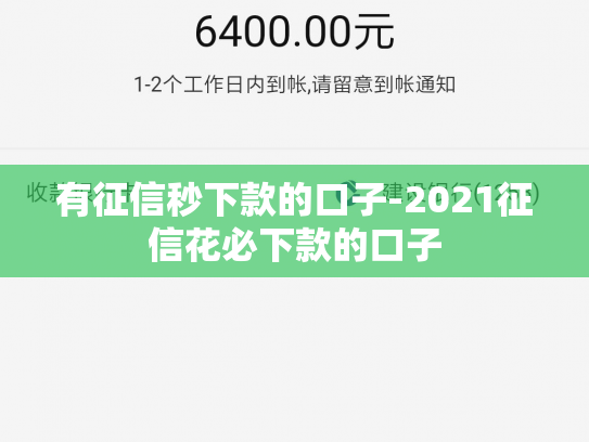有征信秒下款的口子-2021征信花必下款的口子
