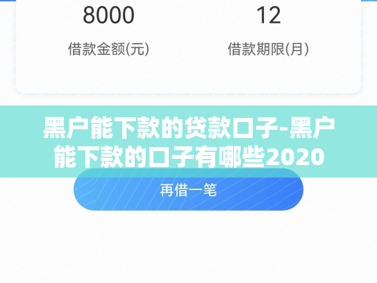 黑户能下款的贷款口子-黑户能下款的口子有哪些2020