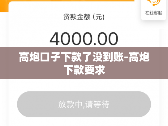 高炮口子下款了没到账-高炮下款要求