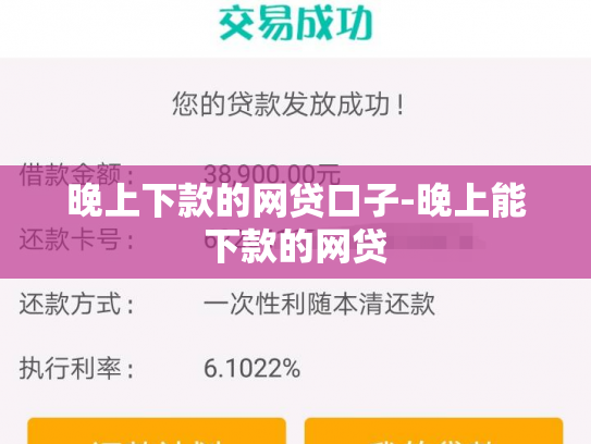 晚上下款的网贷口子-晚上能下款的网贷