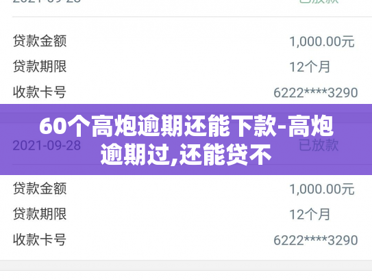 60个高炮逾期还能下款-高炮逾期过,还能贷不