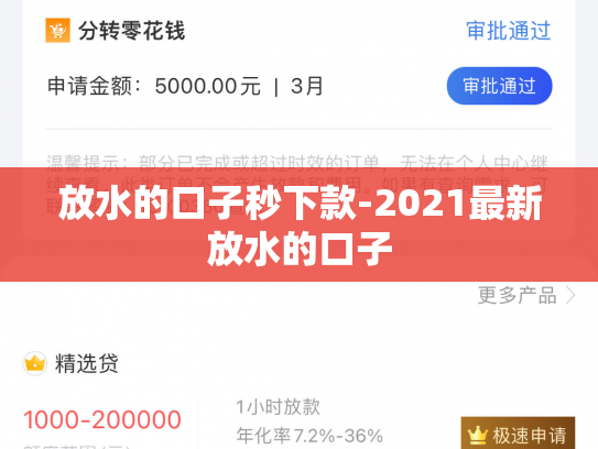 放水的口子秒下款-2021最新放水的口子