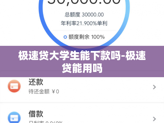 极速贷大学生能下款吗-极速贷能用吗